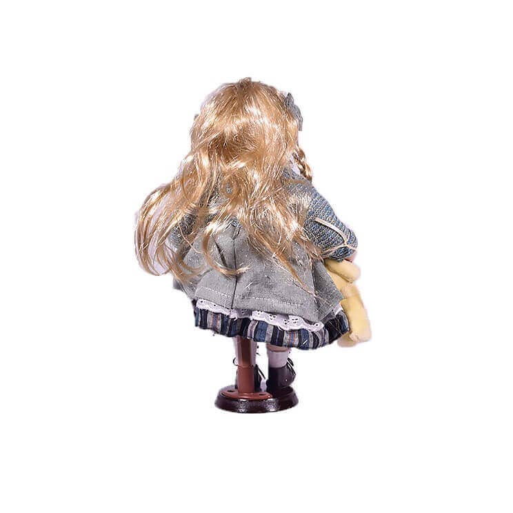 giftland - Wholesale Decorative Figurine - Porcelain Traditional Doll Girl with Wooden Stand 30.5cm2