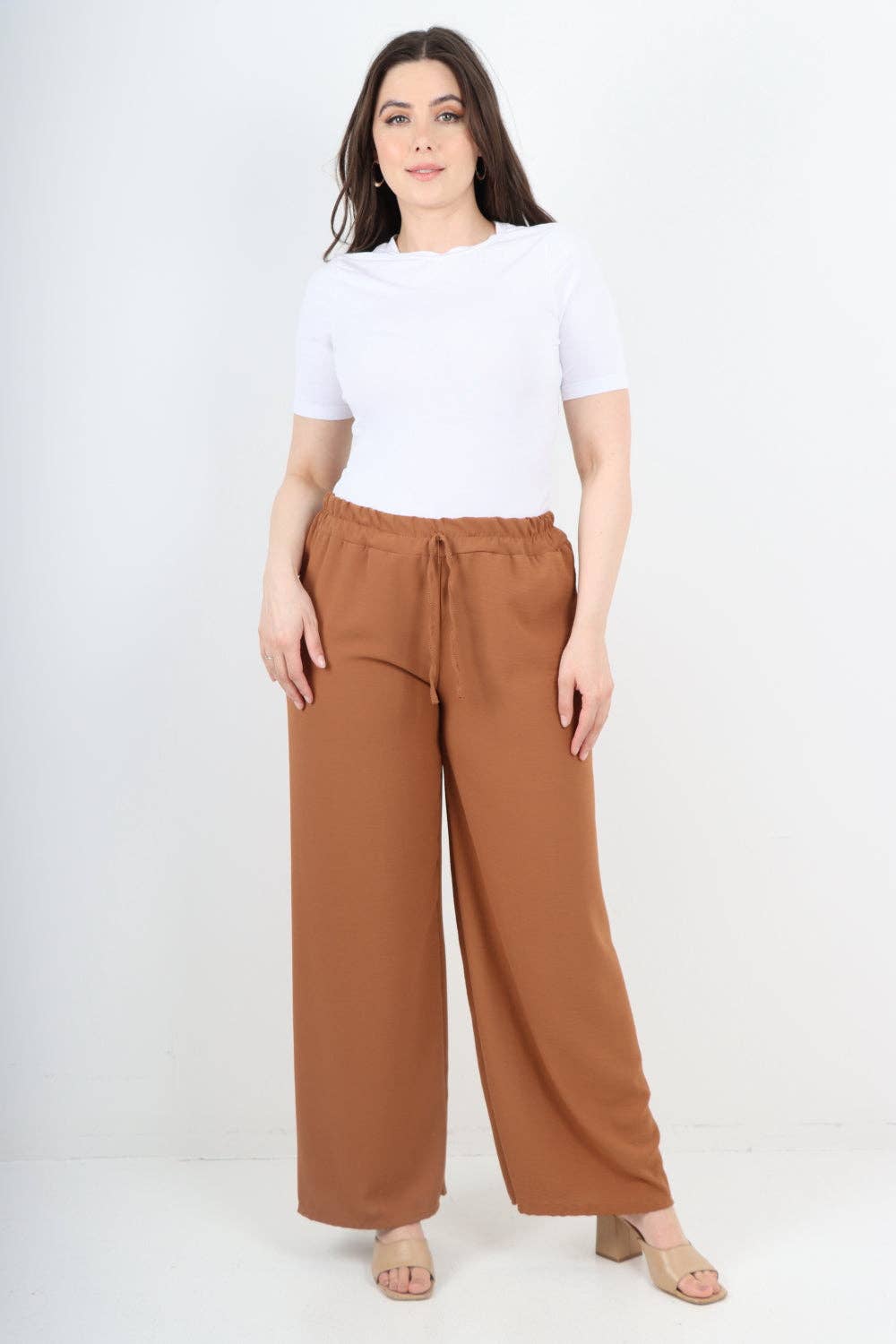 Miss Bold – wholesale Pants – Women's – Italian Elastic Waistband Drawstring Wide Leg Trousers50