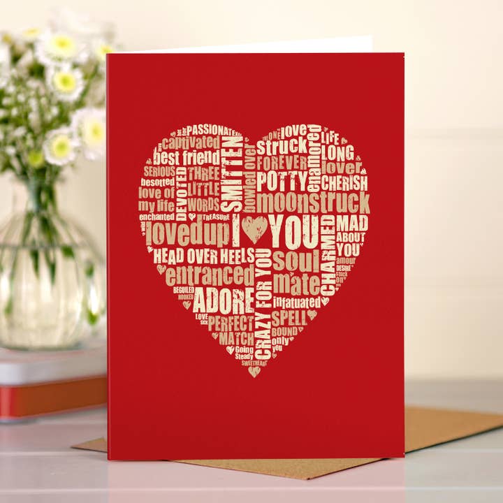 JMT50 Valentine's day card, love heart for wholesale by The Typecast Gallery