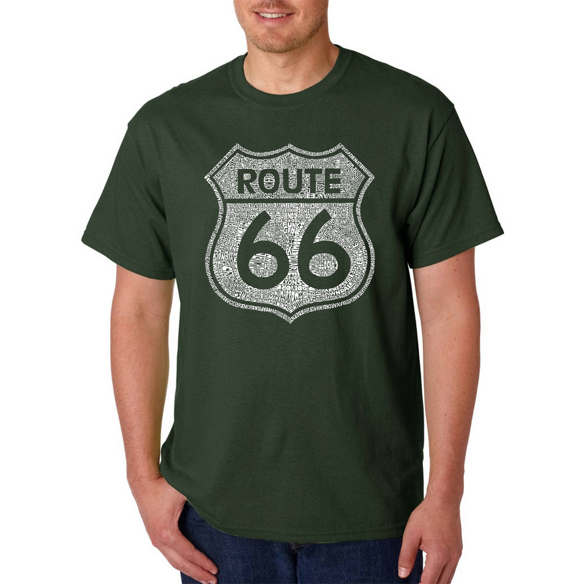 LA Pop Art - Wholesale Screen Printed T-Shirt - Men's - Men's Word Art Tee's - Cities Along  Route 663