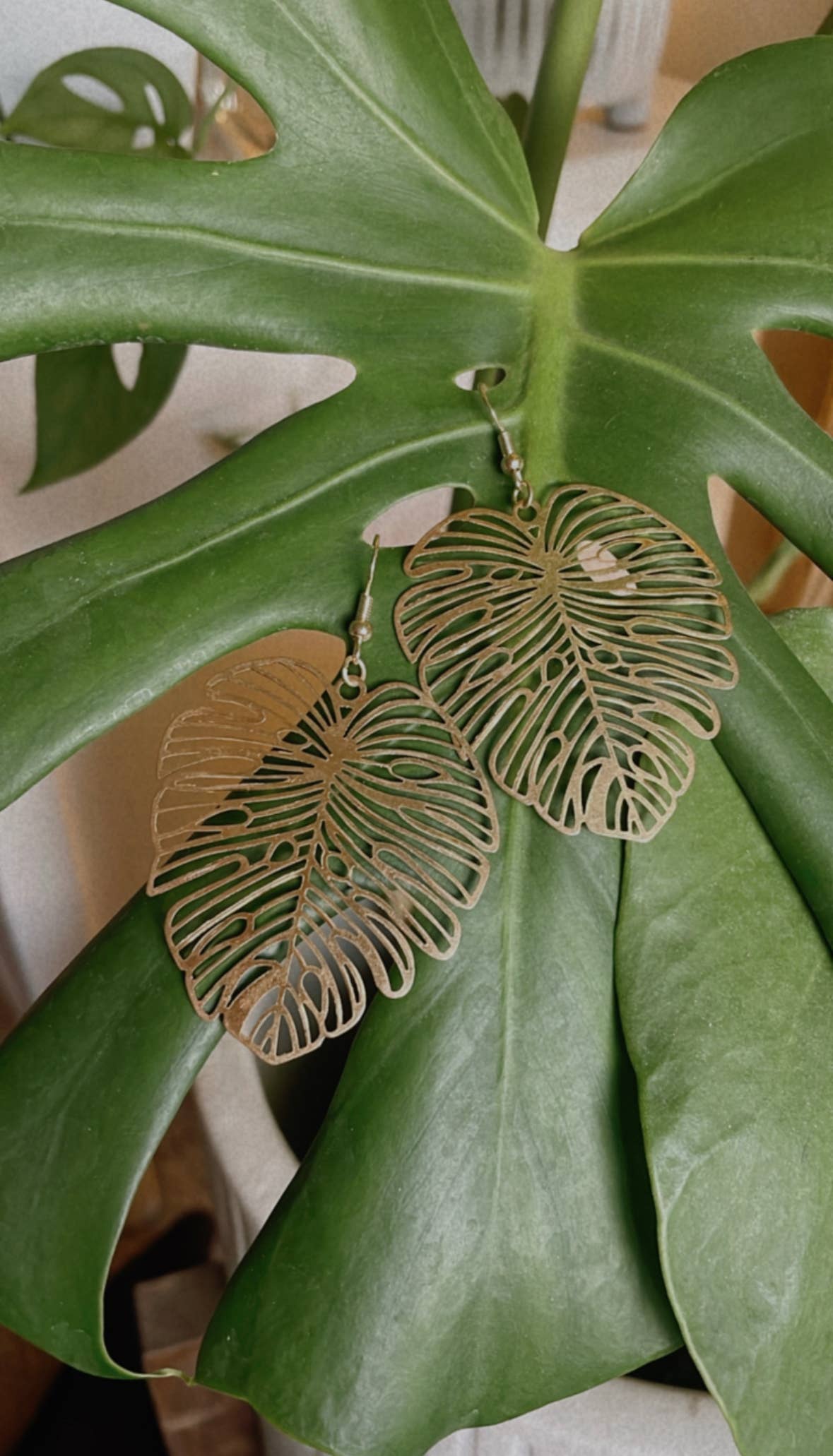Monstera Earrings - Wholesale Dangle Earrings - Large Monstera1