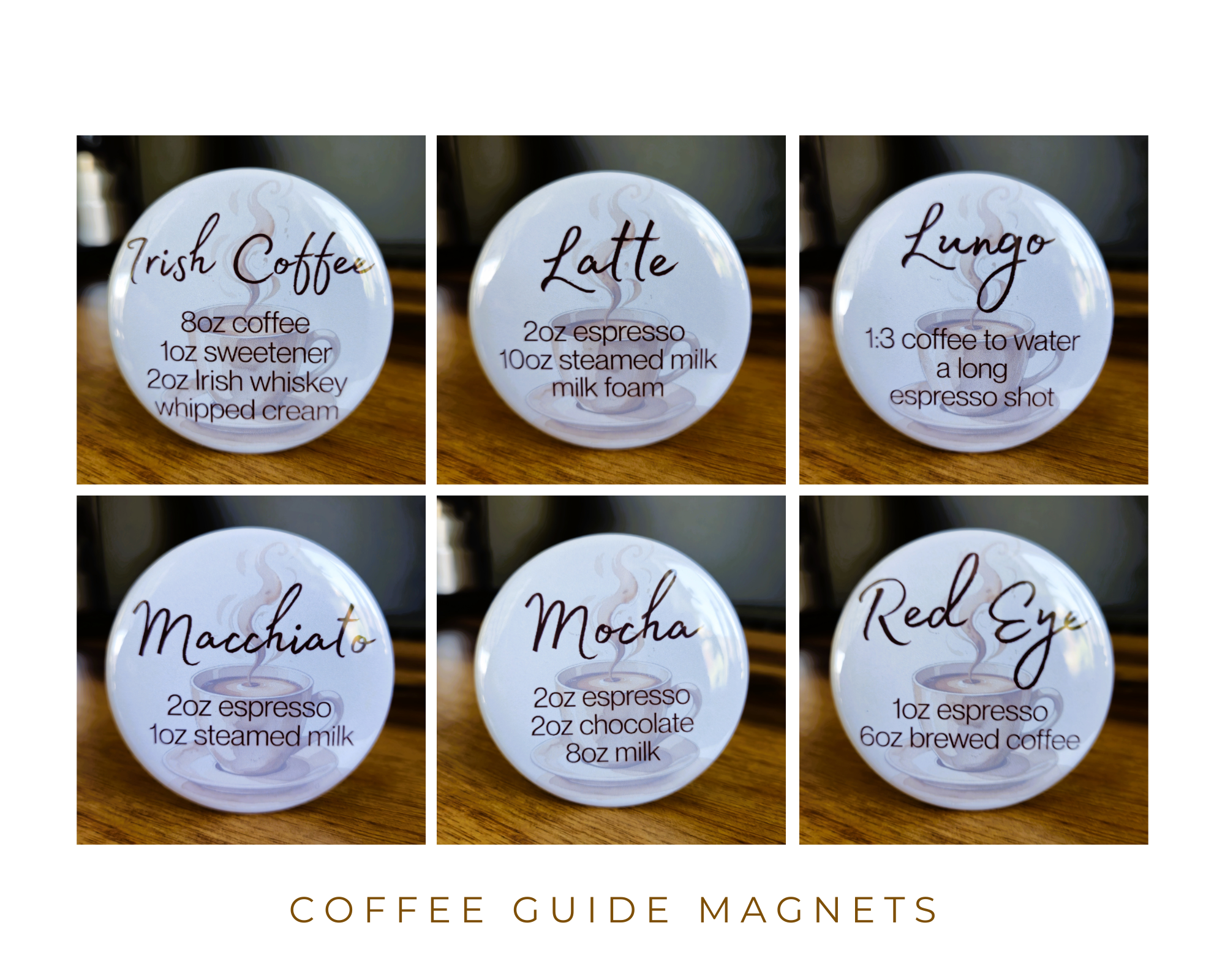 All Things Cherrie - Wholesale Magnet - Frappe Coffee Guide, Personal Coffee Types Fridge Magnets4