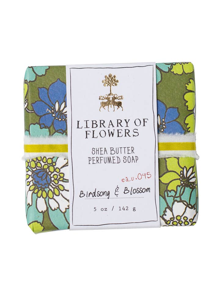 GREEN & BLUE FLORAL SQUARE SOAP for wholesale by Library of Flowers