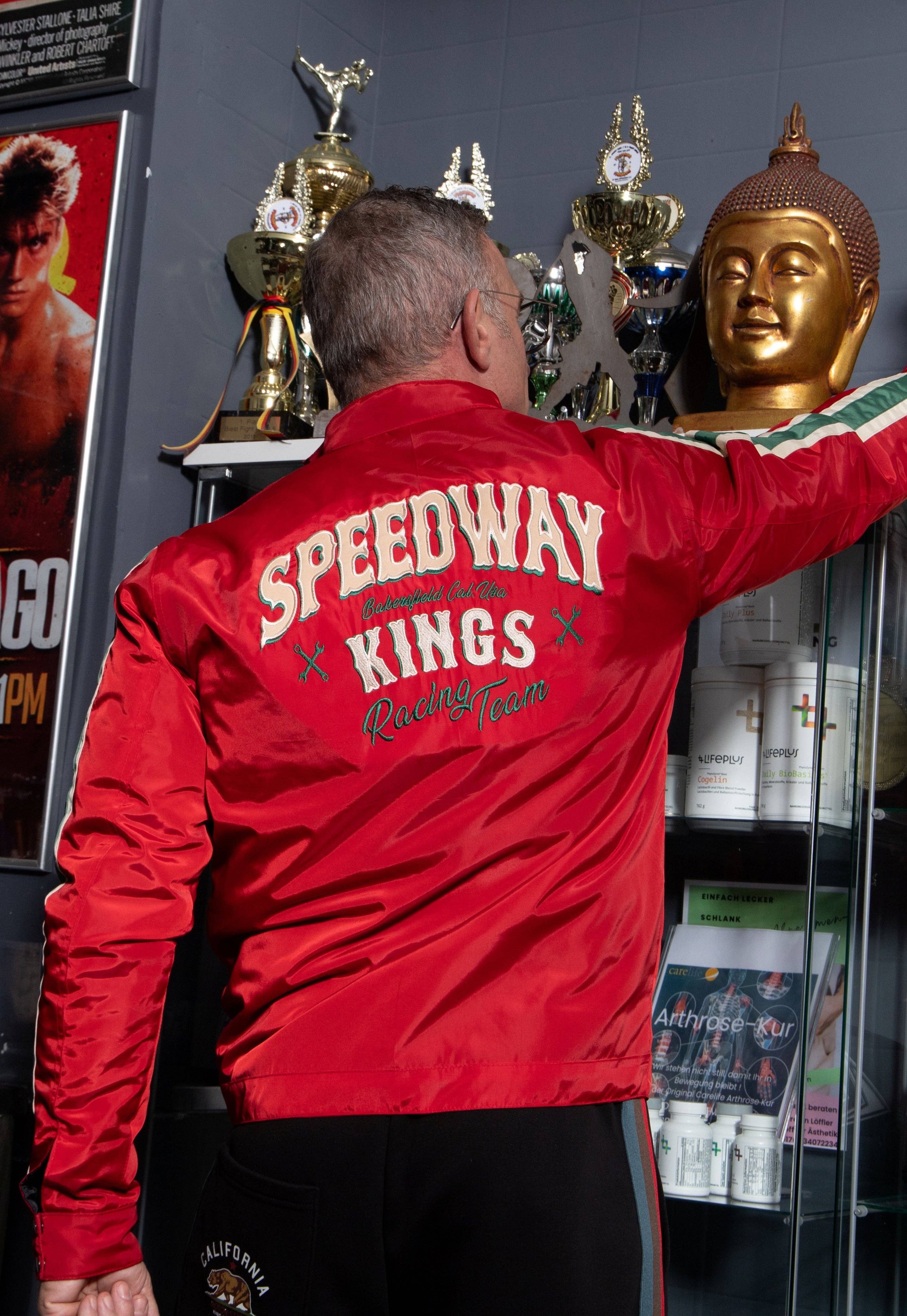 red Racing Jacket "Speedway Kings" for wholesale on Faire1