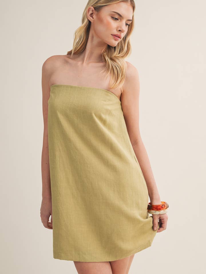 RUCHED ELASTIC BACK TUBE DRESS for wholesale by Mustard Seed