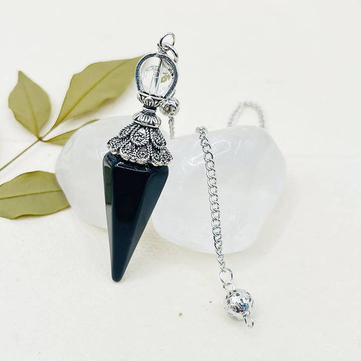 Obsidian Pyramidal Hexagon Spirit Pendulum for wholesale by GemMeet