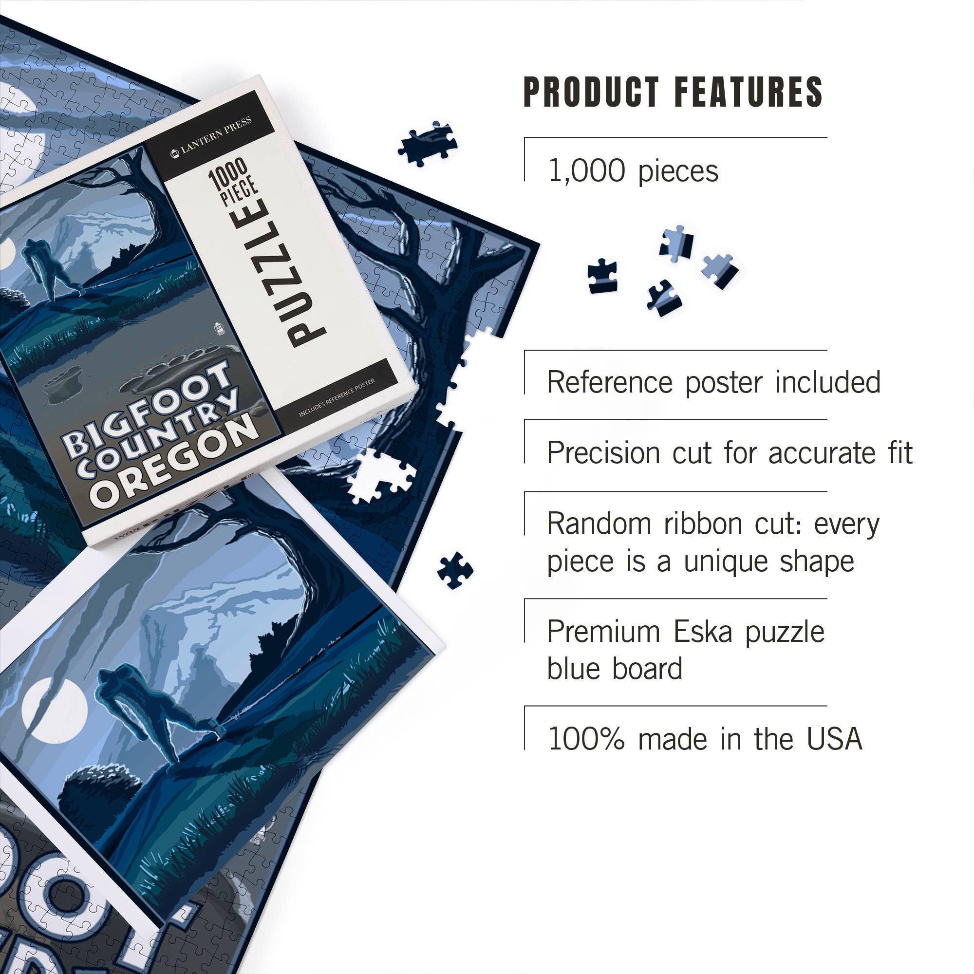 Lantern Press - Wholesale Puzzle - Adult - 1000 PIECE PUZZLE Oregon Bigfoot Country2