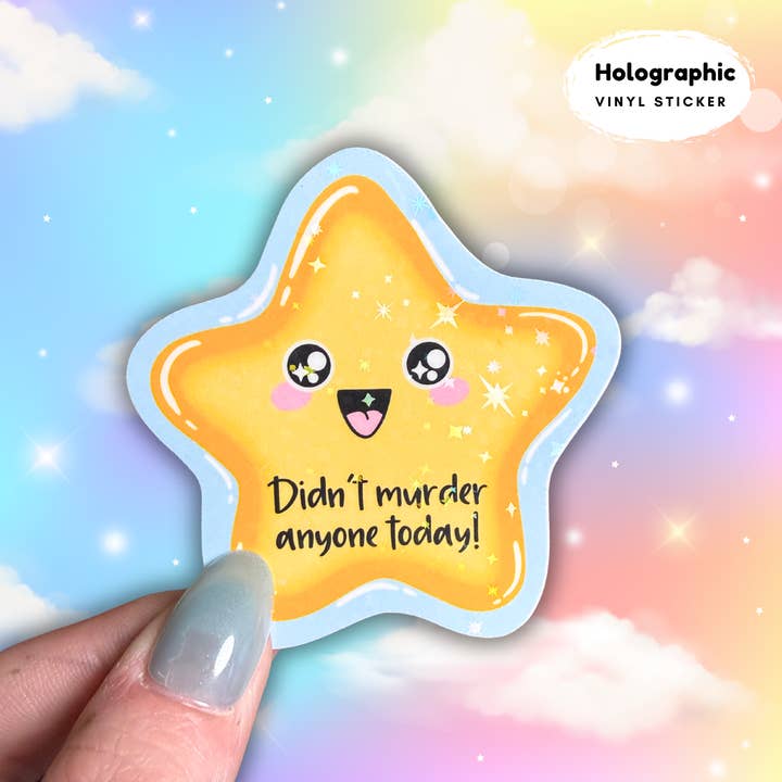 Pegatina holográfica de estrella dorada sarcástica para venta al por mayor de Crafty Baker Designs