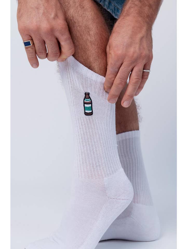 white Light | Embroidered organic cotton socks for wholesale on Faire10