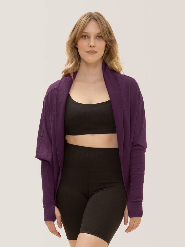 Grateful Shrug - Plum for wholesale by Rose Boreal