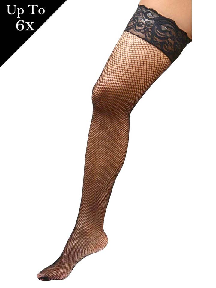 Haut de cuisse en résille de silicone avec dentelle et résille de grande taille pour la vente par Angelique