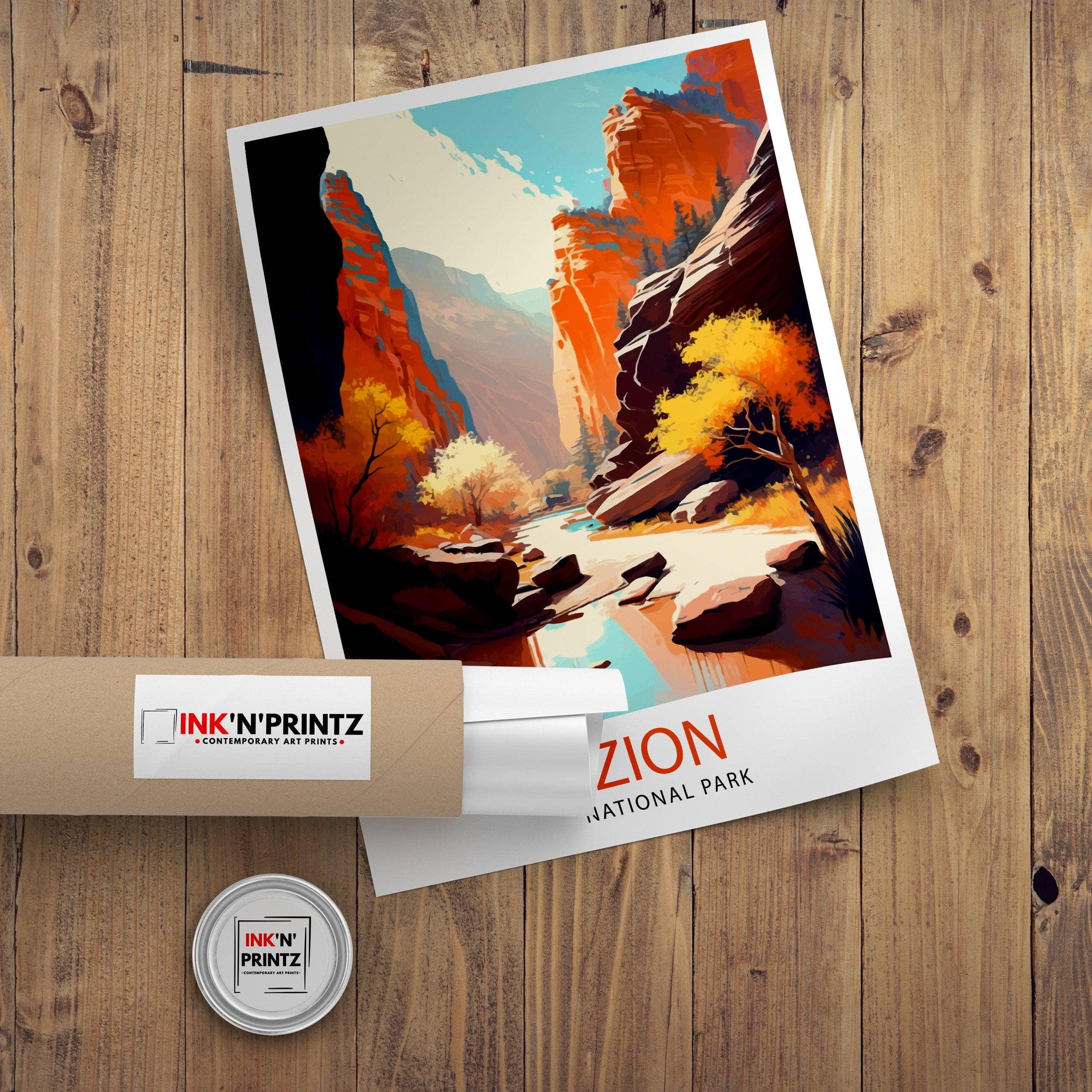 InkNPrintz – wholesale Art print – Zion National Park Travel Poster Utah8