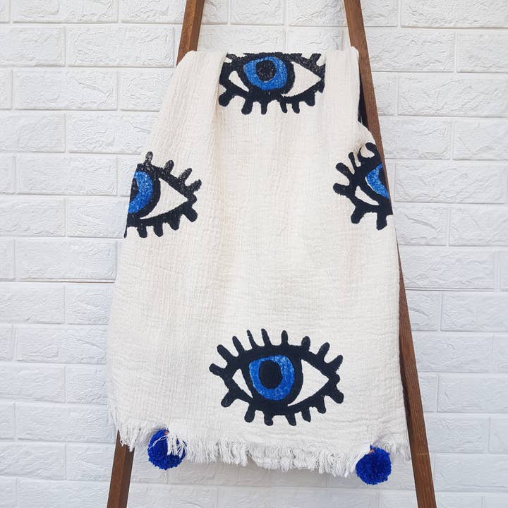 Moa - Wholesale Throw blanket - Black Evil Eye Throw Blanket5