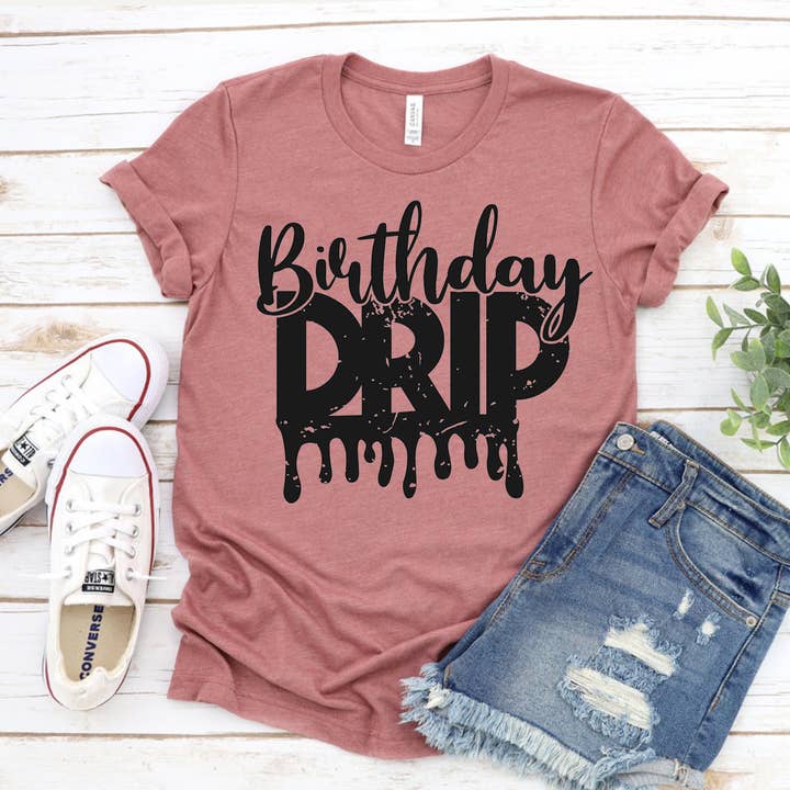Printliss - Venta al por mayor Camiseta serigrafiada - Mujer - Camiseta Drip Birthday - Bella Canvas