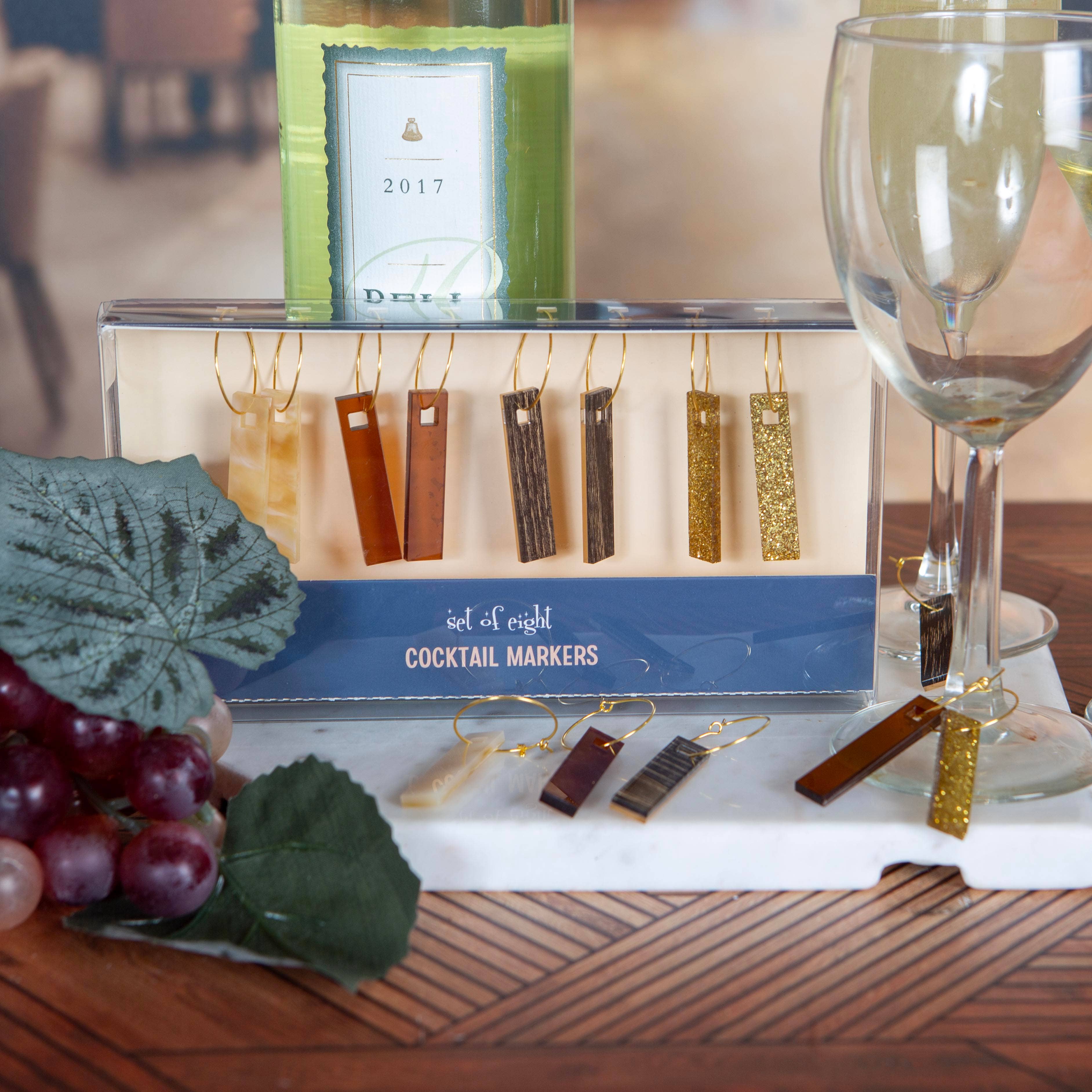 Mod Lounge Paper Company - Wholesale Wine Charm - Shades of Brown Acrylic Wine Charms1