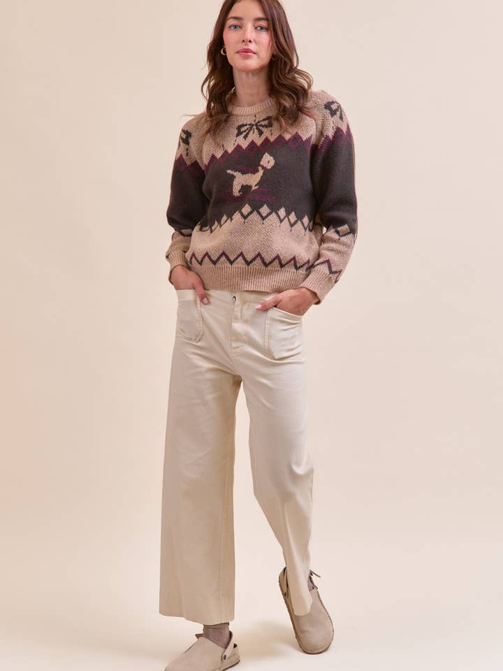 &MERCI - Wholesale Knit Sweater - Women's - DOG MOTIF SWEATER PULLOVER MSW1122229