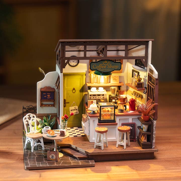 Robotime - Vente Kit de bricolage - Maison de poupée miniature DG162 No.17 Café Rolife à faire soi-même10