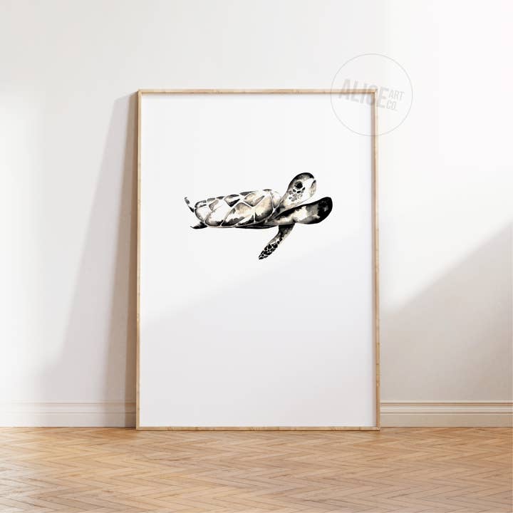Turtle Watercolour Hand Painted Print for wholesale by Alice Art Co