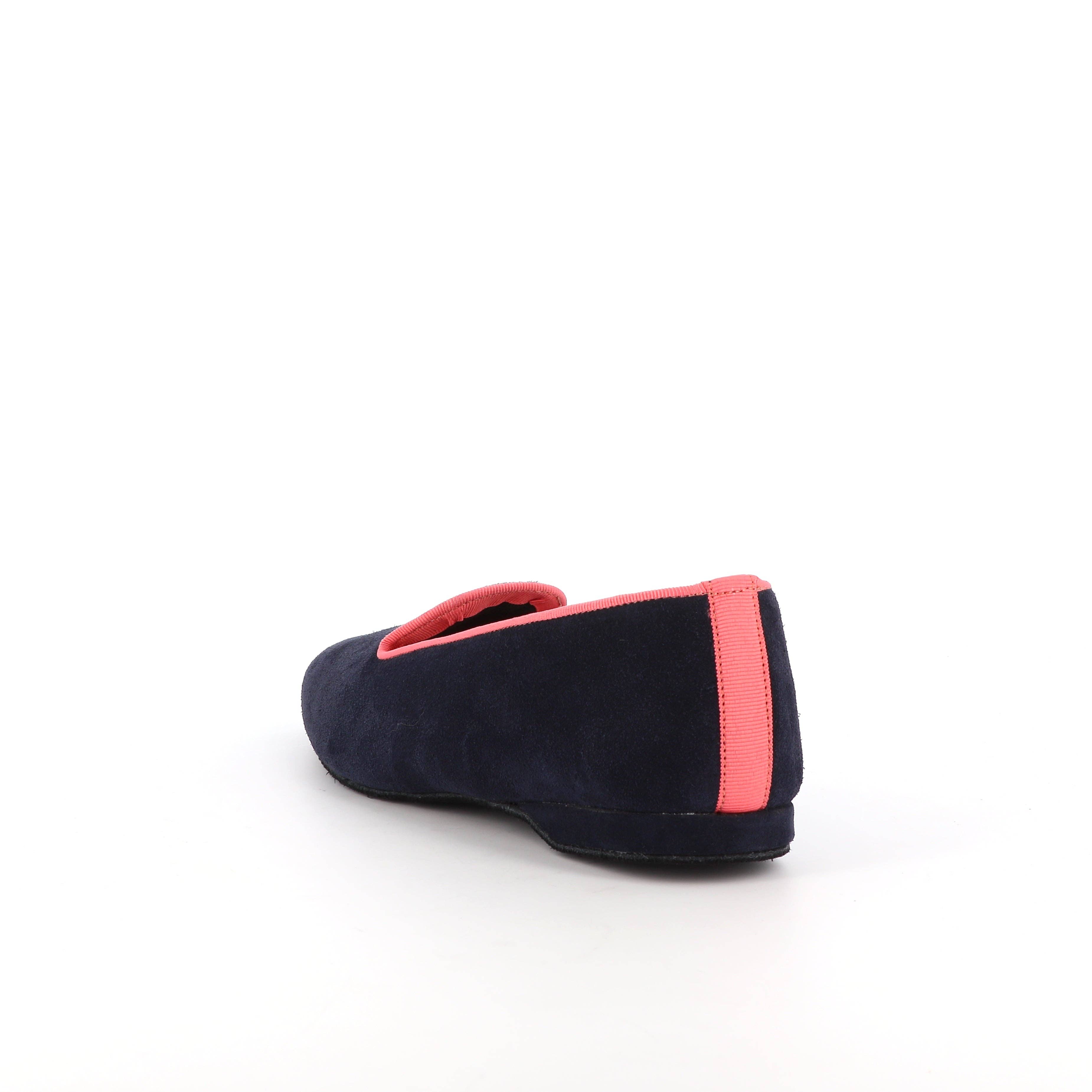 VOLUBILIS PARIS - Wholesale Slippers - Women's - PIA Navy Leather Slippers with Pink border3
