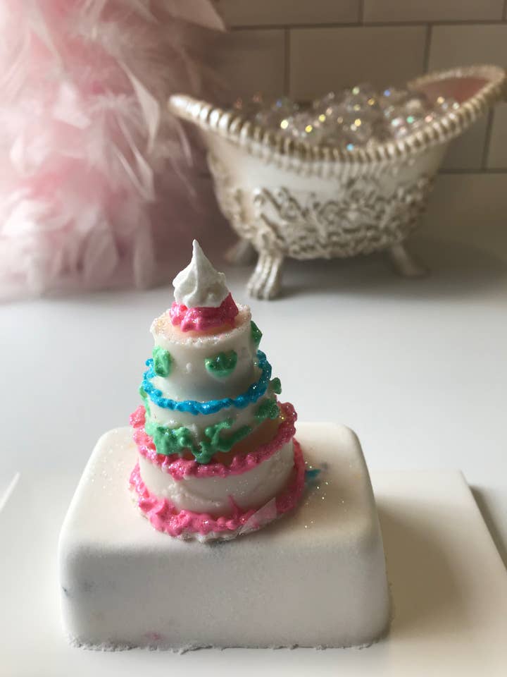 PURRTHDAY CAKE Bath Bomb for wholesale by Honeycat Cosmetics