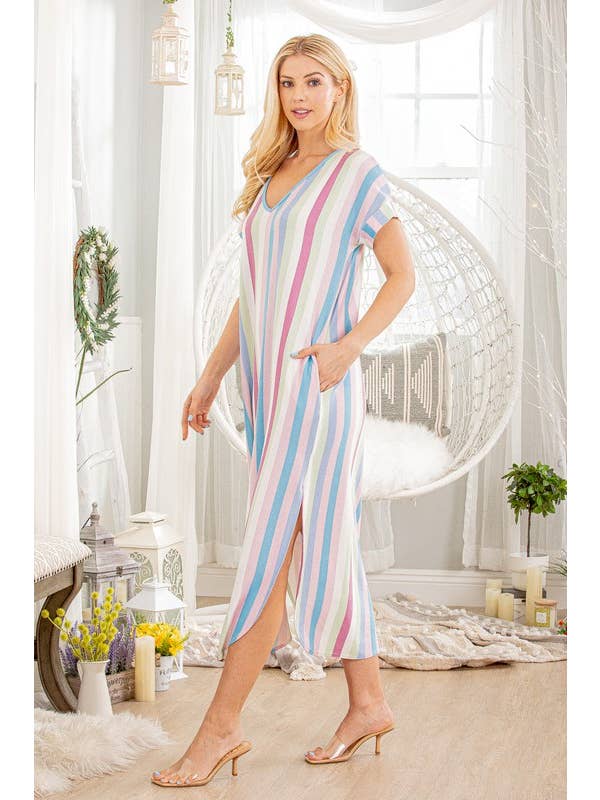 MULTI VESTIDO MAXI RAYAS MULTICOLORES SD1310-12 de venta al por mayor en Faire3