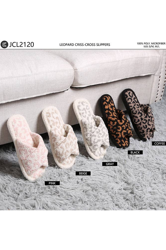 Hana - Wholesale Slippers - Women's - Leopard criss-cross slippers20