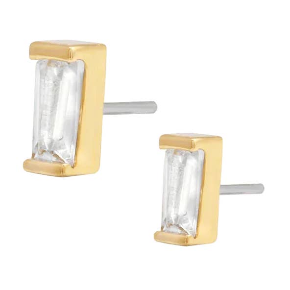 Single Baguette – 14K/18K Gold Threadless End for wholesale by Piercing-zone