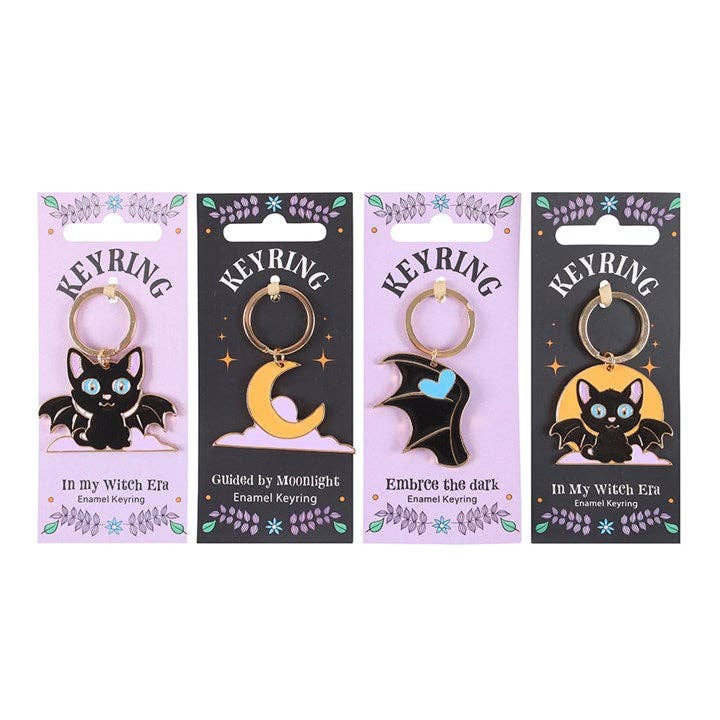 Something Different Wholesale - Wholesale Keychain - Women's - Set of 24 Cute and Creepy Gothic Bat Cat Keyrings on Display3