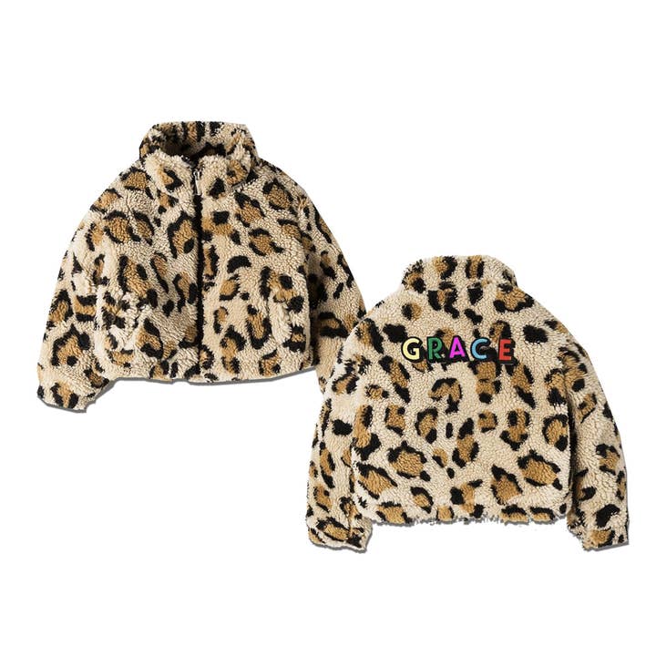 Kids Custom Teddy Jacket- Leopard Basic for wholesale by PATCHYTIGER