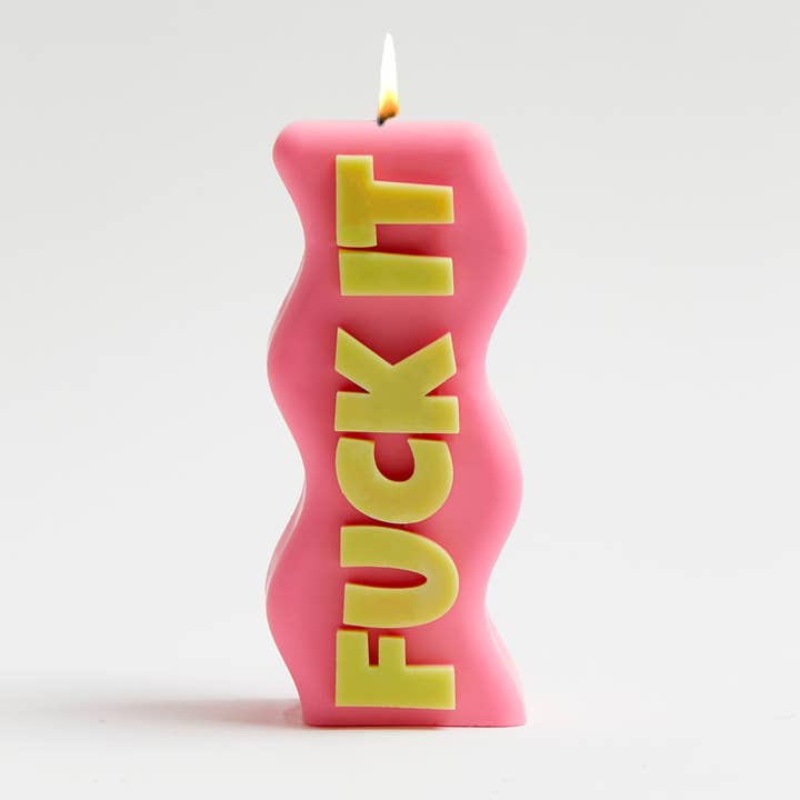 "FUCK IT" CANDLE - PINK & GREEN for wholesale by WAVEY CASA