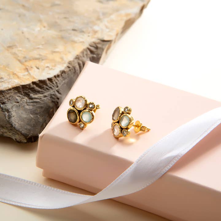 AJS Design Studio - Wholesale Stud/Post Earrings - Multi semi-precious stone earrings with post 2