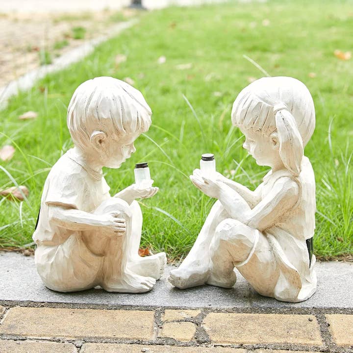 The Wine Savant / Khen Glassware - Vente Bibelots/décorations d'extérieur - Statues Grandes Enfants pour Jardin avec Éclairage | Lot de 23