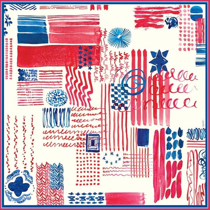 Abstracte Amerikaanse vlag - pochet van 100% zijden keperstof en sjaal voor wholesale door Grey Hall Design