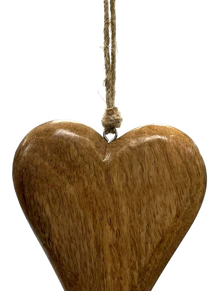 Cœur en bois de manguier, naturel, 6 po pour la vente par Jafsons International
