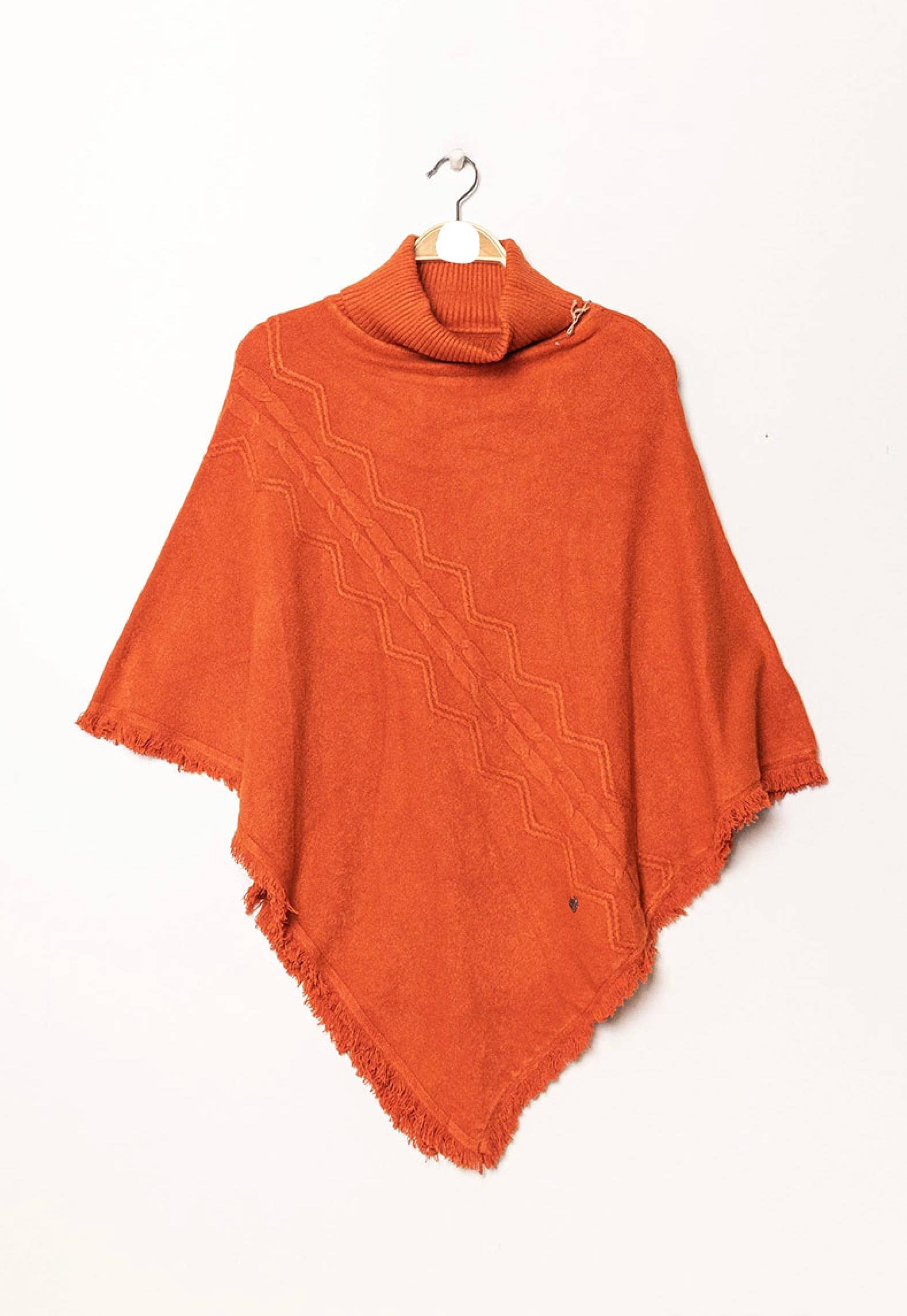 Happy look – Poncho - Mulher por atacado – Poncho Feminino com Gola Alta – Padrão Tecido & Acabamentos com Franjas14