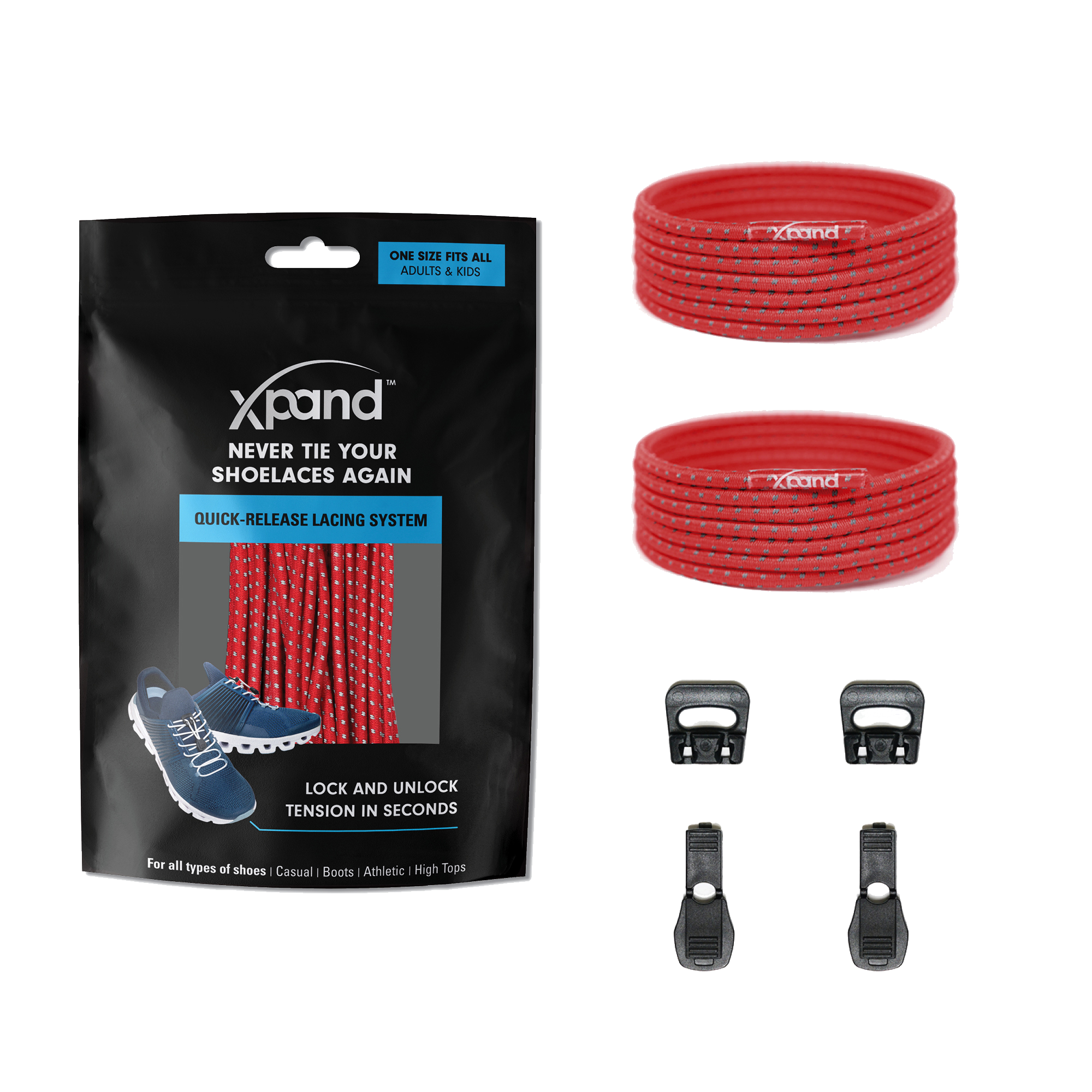 Xpand Laces - Wholesale Shoelaces - Unisex - No-Tie Elastic Round Laces | Hi-Vis Reflective | One Size9