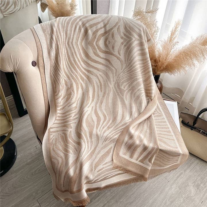 FurDecoration - Wholesale Scarf - Women's - Faux Wool Fringe Print Scarf2