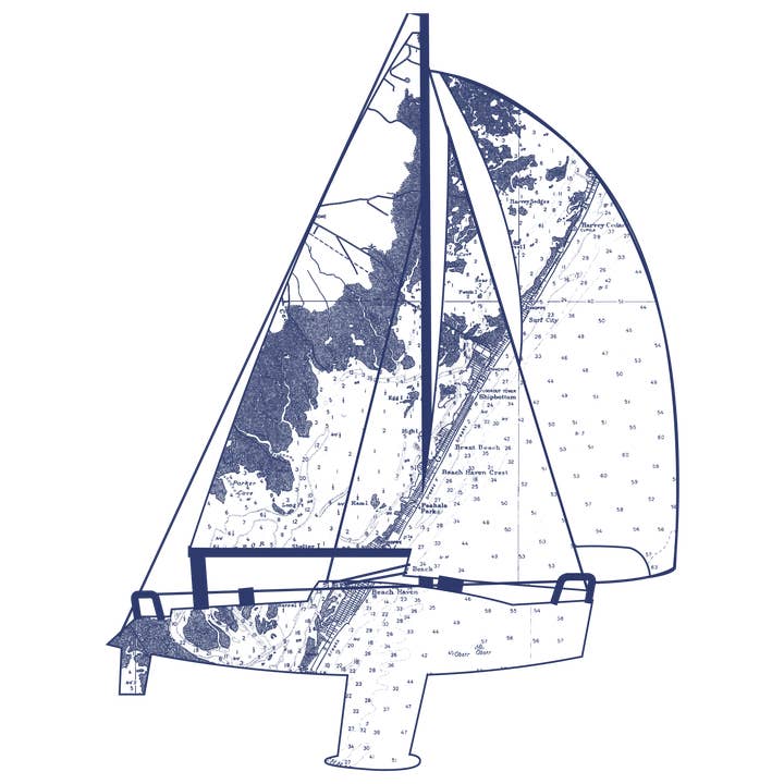 Nautical/New Jersey II Yacht II Kussen Wit voor wholesale door Ox Bow Decor