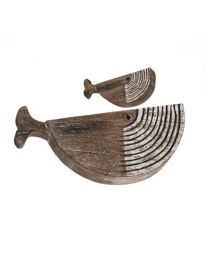 Ballena de madera mamá y bebé para venta al por mayor de Shoeless Joe Ltd