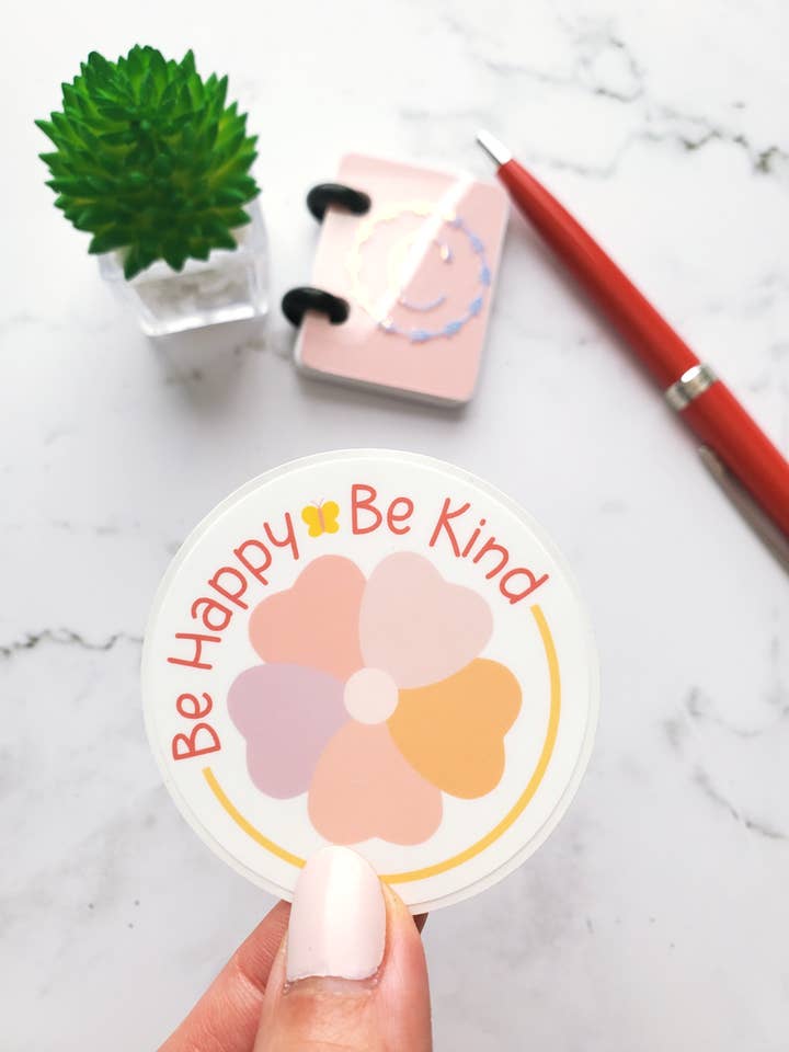 Sticker Be Happy Be Kind pour la vente par Cheerful Findings