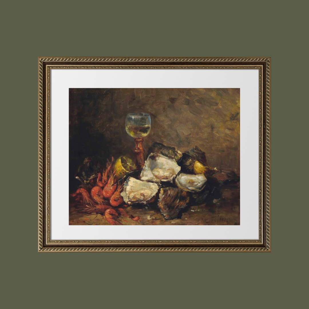 Sea to Skye - Wholesale Art Print - Still Life of Shrimp and Oysters Antique Art Print 6