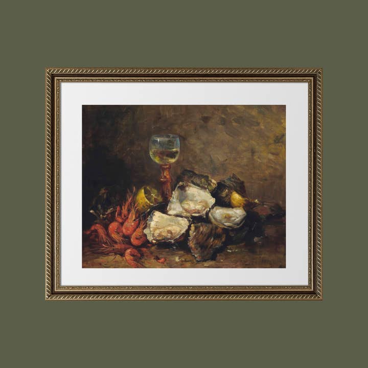 Sea to Skye - Wholesale Art Print - Still Life of Shrimp and Oysters Antique Art Print 6
