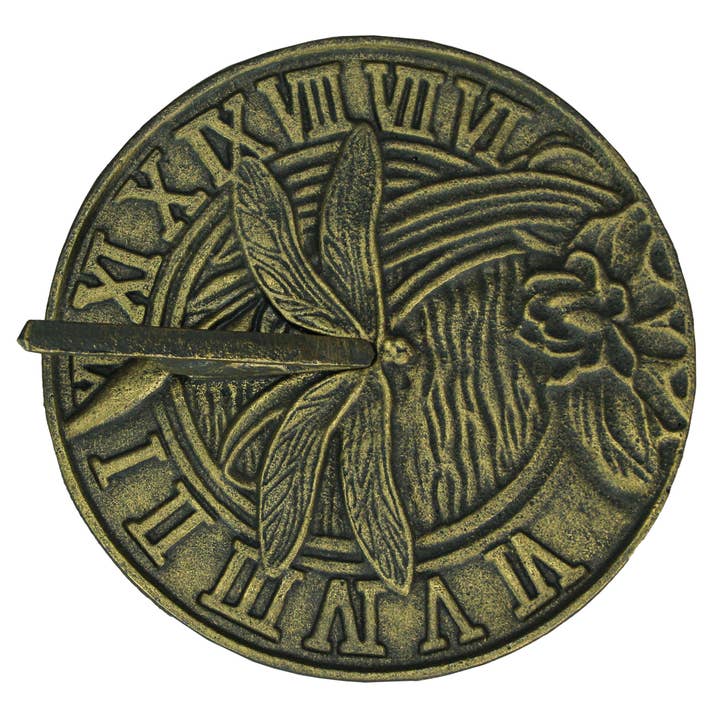 Zeckos - Wholesale Outdoor Ornament/Decor - 21 Inch Cast Iron Verdigris Dragonfly Outdoor Sundial3