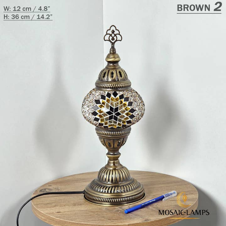 Mosaic Lamps - Wholesale Accent/desk lamp - 10+ Colors - Turkish Mosaic Medium Globe Table Lamp, Handmad9