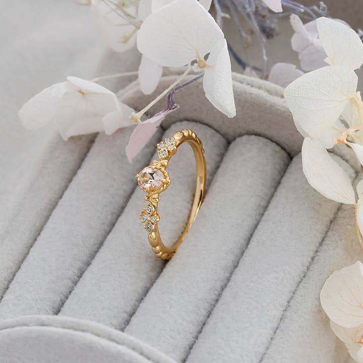 Gioiellin - S925 Silver Jewelry - Wholesale Multi-Stone Ring - S925 Sterling Silver Plated 14k Morganite Ring2