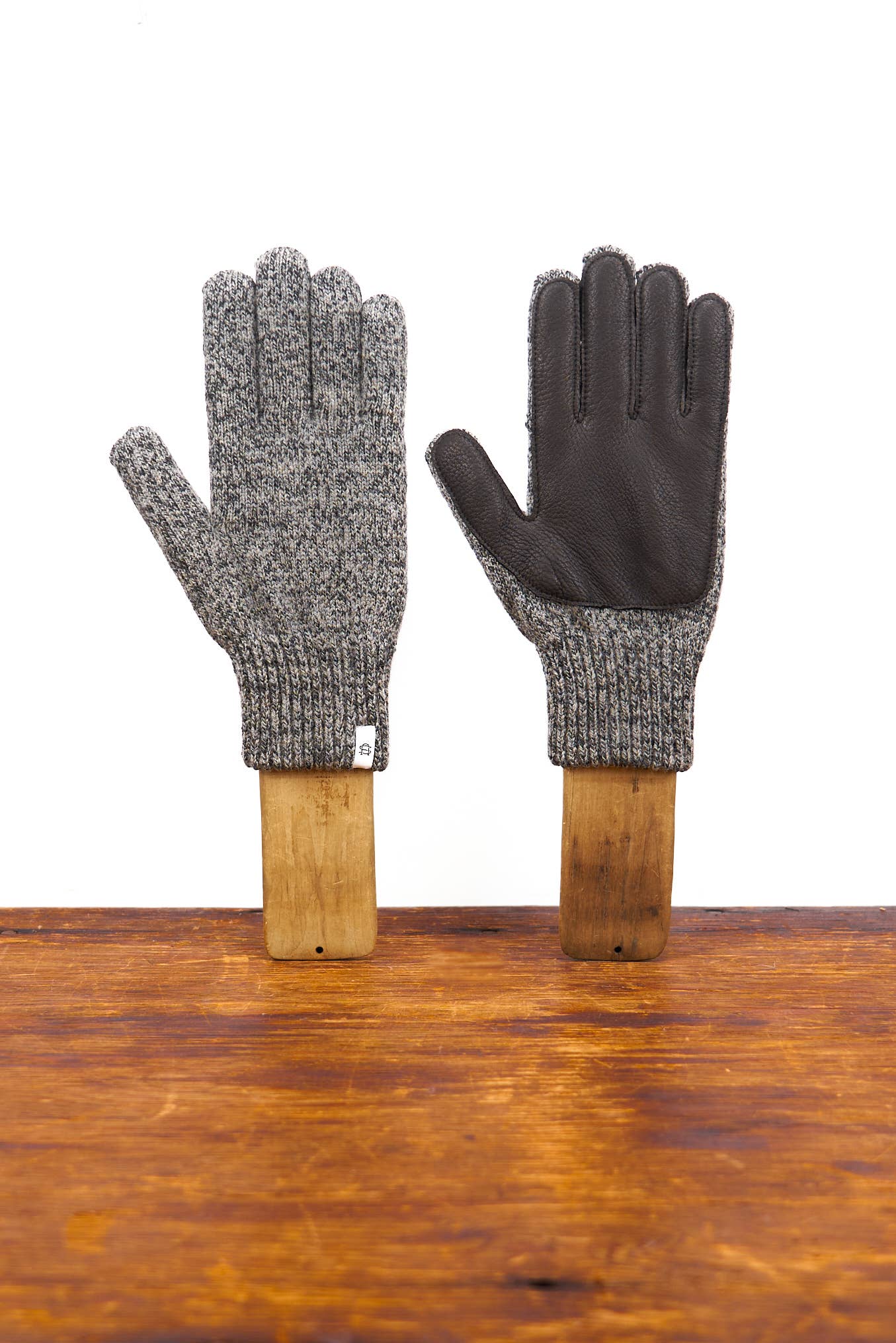 Ragg Wool Fingerless Glove - Jungle Melange With Natural Deerskin