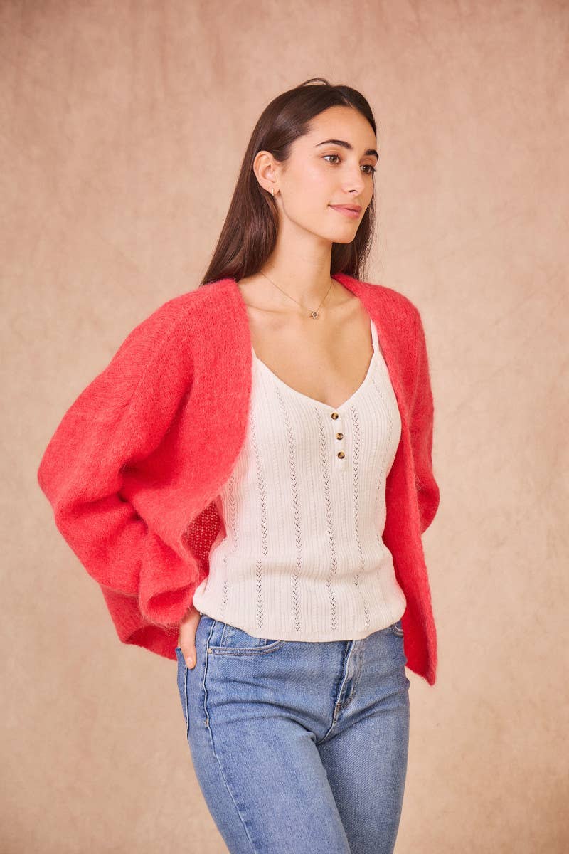 Calie Paris – Großhandel Strickpullover – Damen – Offene Mohair-Mischung Strickjacke9