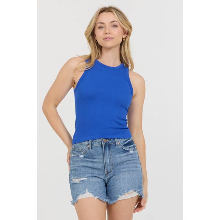 Seamless Round Neck Sleeveless Rib Tank Top for wholesale by Popular 21