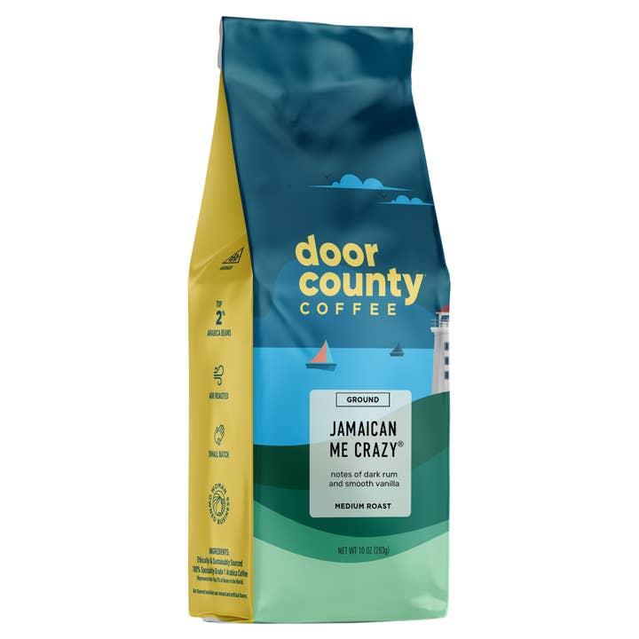 Door County Coffee - Wholesale Ground Coffee - 10oz Jamaican Me Crazy Flavored Specialty Coffee1