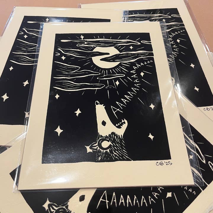 Critter Butts - Wholesale Art Print - Screaming Possum Print - Screen print on BFK Rives paper1